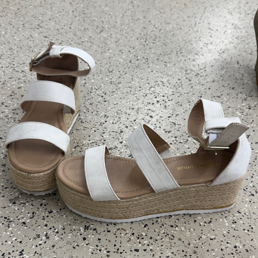 Elegant White Wedge Sandals